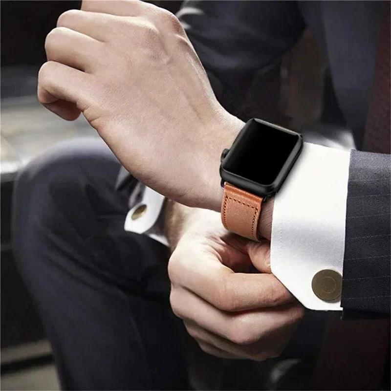 Ремешок из кожи для часов Apple Watch Band 44 мм 45 мм 41 мм 40 мм 42 мм 38 мм 49 мм 45 мм браслет Correa IWatch Series 8 Ultra 3 6 SE 7 ремешок