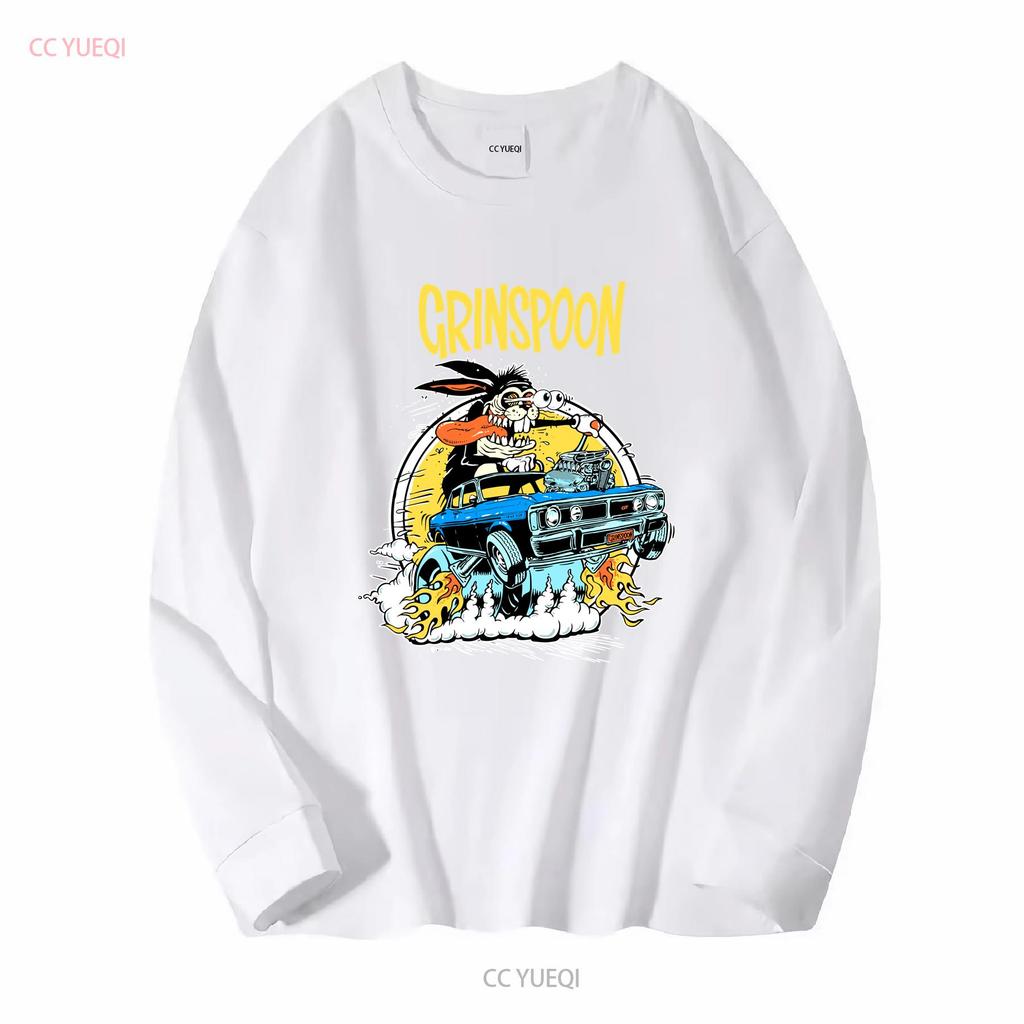 Grinspoon T Shirt Medium long sleeves vintage Washed Soft Comfortable homme graphic fashion Top For Everyday Wear Slightly