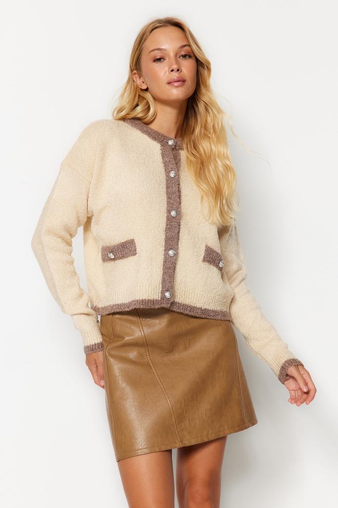 Женский модный новый кардиган с каменной нитью и трикотажным кардиганом