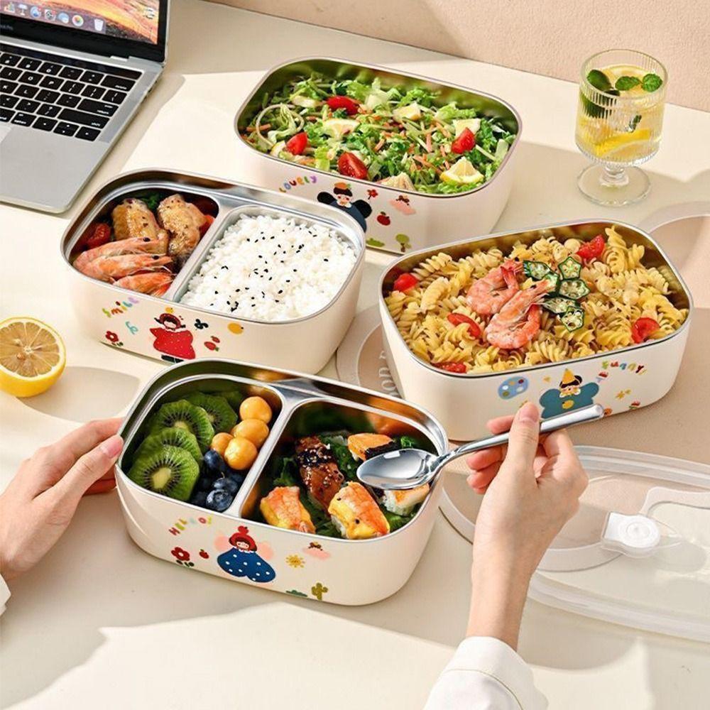 Clear Lid Meal Container Leak Resistant Lunch Box New Stainless Steel Lunch Box School Dining