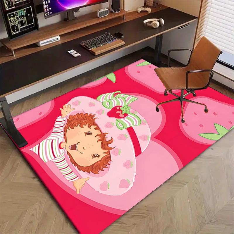 1pc Strawberry Princess6 Design Printed Area Rug Carpet for Bedroom Living Room Home Decor Rugs Mat Non Slip Mat Rug for Bedside