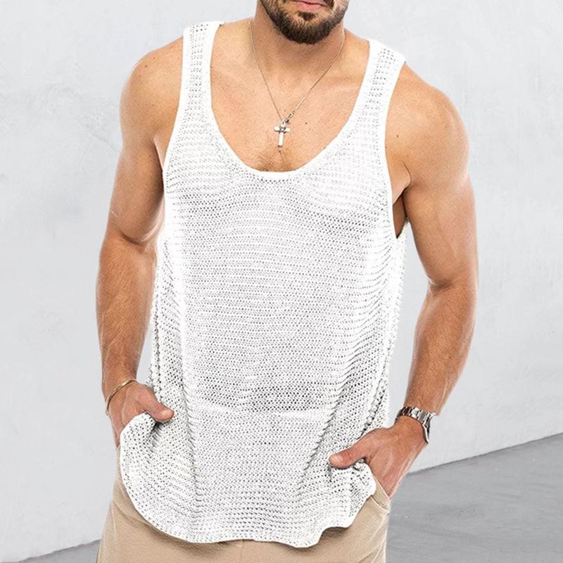 Summer New Men's Solid Loose Sleeveless T-Shirt Breathable Sports Tank Top