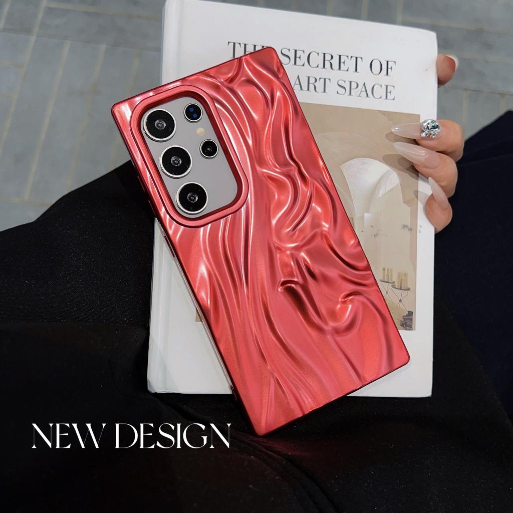 Роскошный чехол с покрытием, 3D-волна, морщинки, мягкий чехол для Samsung S25 S24 Plus S23 Ultra FE A56 A36 A26 A16 A06 A55 A35 A25 A15, модная крышка
