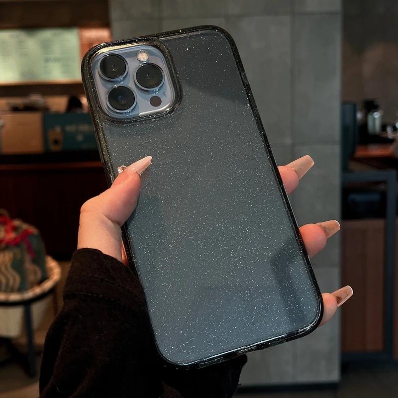 Прозрачный чехол для телефона с блестками для For Iphone 17Air 15 11 12 13 14 16 Pro Max Xs XR Max Plus Mini SE Мягкая прозрачная крышка