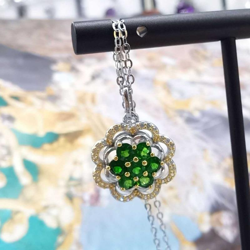 Sace Gems S925 стерлингового серебра 3*3 мм натуральный диопсид кулон ожерелья для женщин помолвка коктейльная вечеринка изящные ювелирные изделия