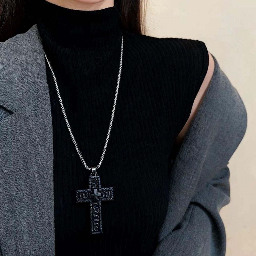 3D Printed Chain Pendant Necklace Openable Charm Jewelry Creative Gift Cross Pendant Necklace
