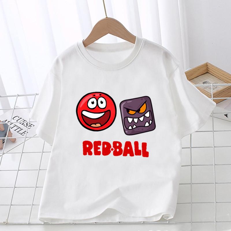 Забавная детская футболка с красным шариком и принтом 1–12 лет, летние топы для девочек, одежда для маленьких мальчиков, милая детская футболка с короткими рукавами с мультяшным рисунком