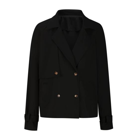 Женский укороченный тренч, повседневная куртка с длинными рукавами, двубортная, с лацканами