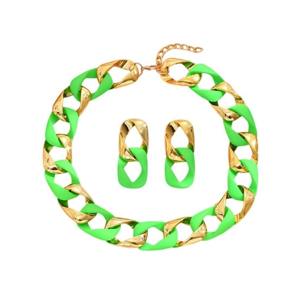 Large Jewelry Set Hollow-out Exaggerated Jewelry Temperament Chain Necklace Earrings Festival