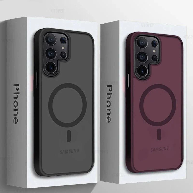 Подходит для Samsung S25Edge Магнитный чехол для телефона S24ultra Магнитная кожа Абсорбирующий чехол для мобильного телефона S23Plus Высокий класс