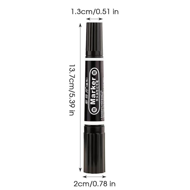 Double-Ended Oil-Based Markers,Large-Tip Pen Refillable High-Capacity Logistics Marker, 6mm-1mm Nib,Quick-Drying,Non-Erasable
