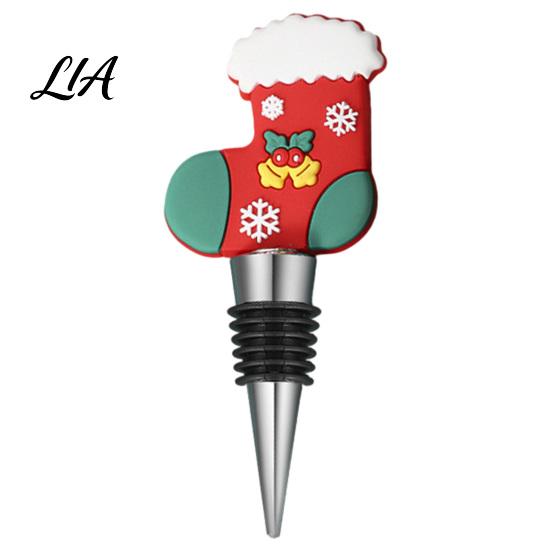 Silicone Wine Corks Christmas Bottle Stopper, Stainless Steel Reusable Cork, Decorative PVC Cartoon Preservation Tools Toppers Design, Airtight