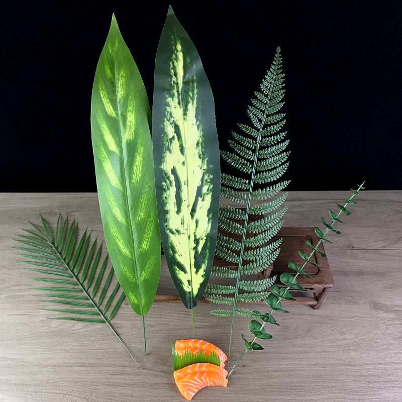 Sashimi Decoration Set: Bamboo Leaves, Edible Flowers & Plants for Salmon and Seafood Dishes