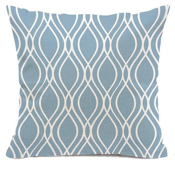 Blue and White Geometric Decorative Pillowcase Living Room Office Home Pillowcase Car Ornaments