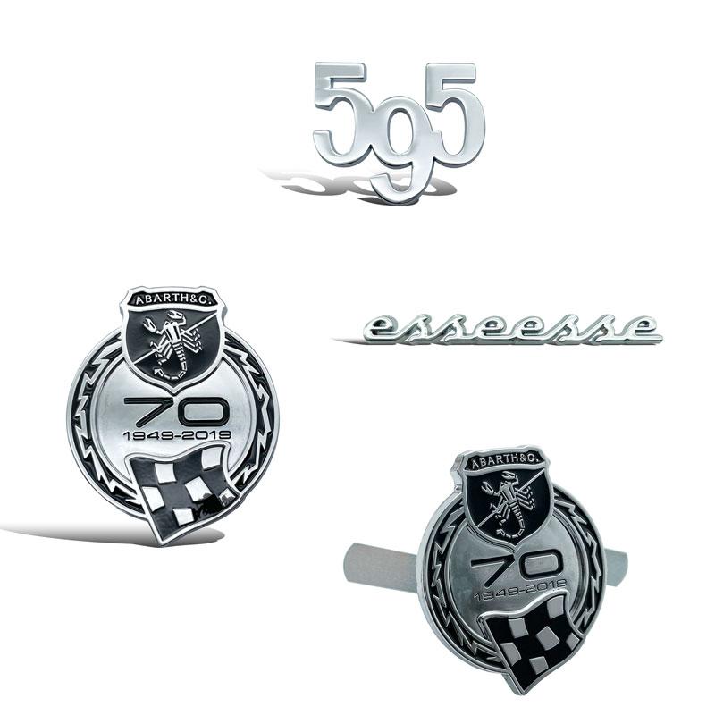 Car Styling 3D Metal Logo Car Sticker Trunk Emblem Decal For Abarth 70th Anniversary 595 Esseesse Badge Competizione Turismo