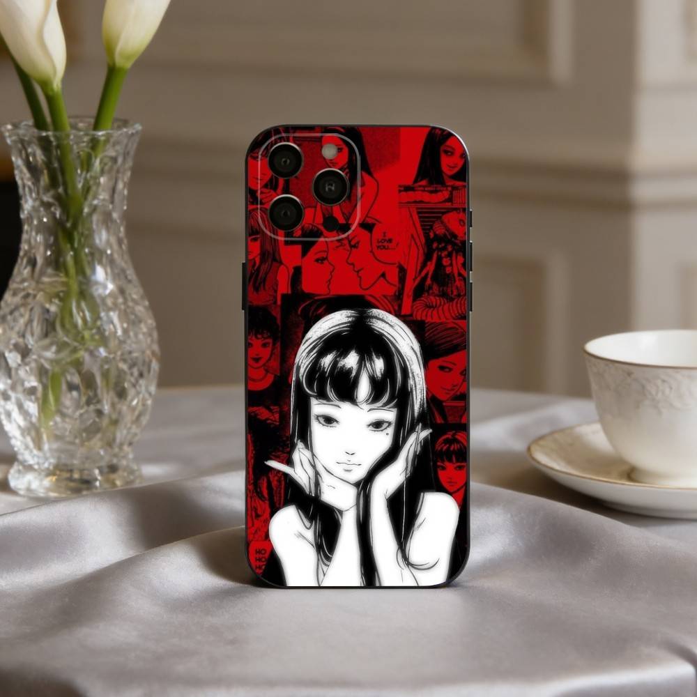 Чехол для телефона H-Horror T-Tomie-E для iPhone 17pro,16,15,14,13,12,11 Plus,Pro Max,XS,Мягкий силиконовый черный чехол