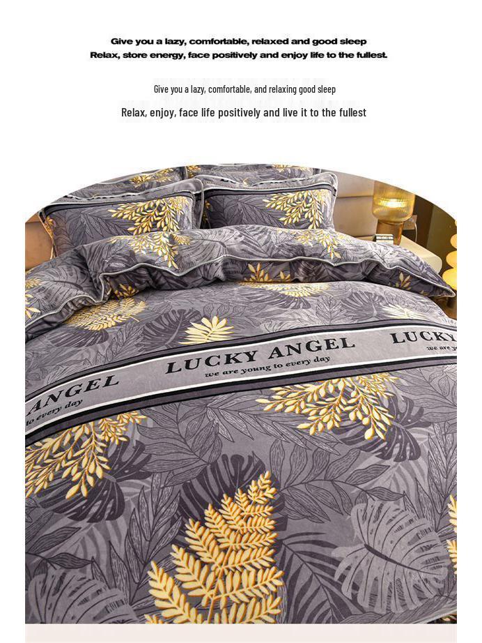 G5Z9 Jin Double-Sided Thickened Velvet Four-Piece Bedding Set for Weddings