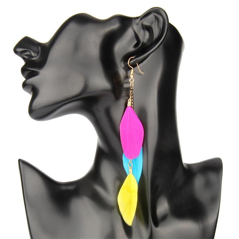 Женские серьги в этническом стиле в богемном стиле, элегантные серьги с перьями в стиле ретро