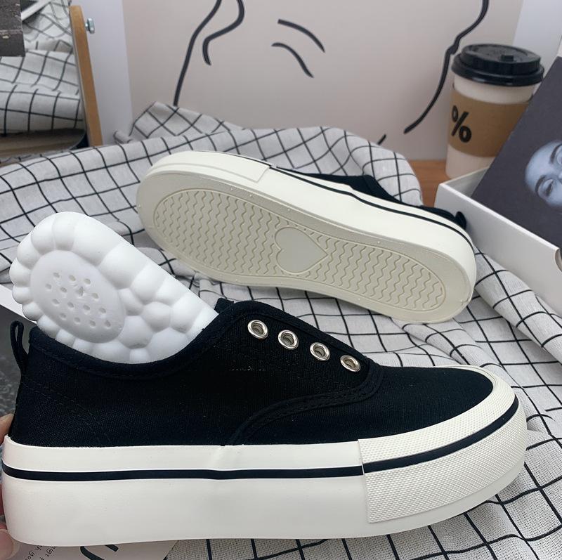 Женские парусиновые туфли в гонконгском стиле 2025 года: Mango, Candy Colors, тонкие, толстые, ленивые, летние белые кроссовки