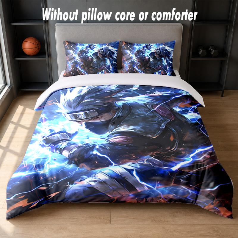 Kakashi Hatake Design Bed Bedding Set 1 Duvet Cover + 2 Pillowcases Soft Breathable Household Bed Linens