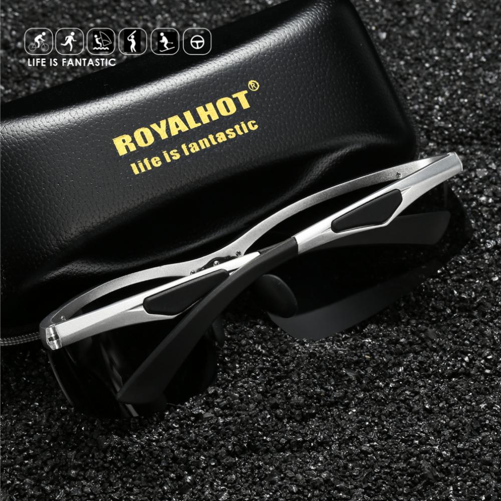 Royalhot Мужские и женские поляризационные солнцезащитные очки в прямоугольной оправе из алюминиевого сплава, солнцезащитные очки для вождения, оттенки Óculos Masculino