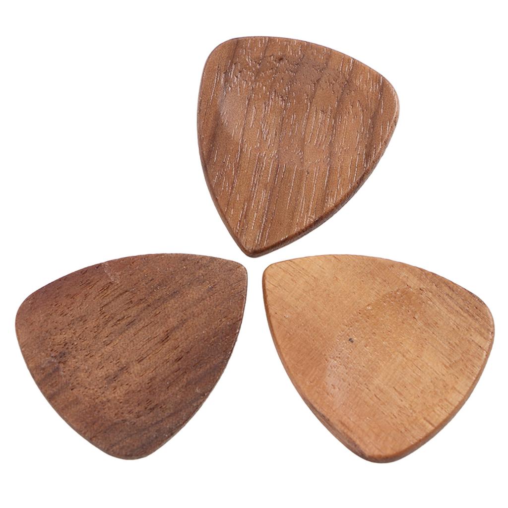 Wood Guitar Pick Holder Set 3 Pcs Wooden Guitar Picks and Storage Case for Performance