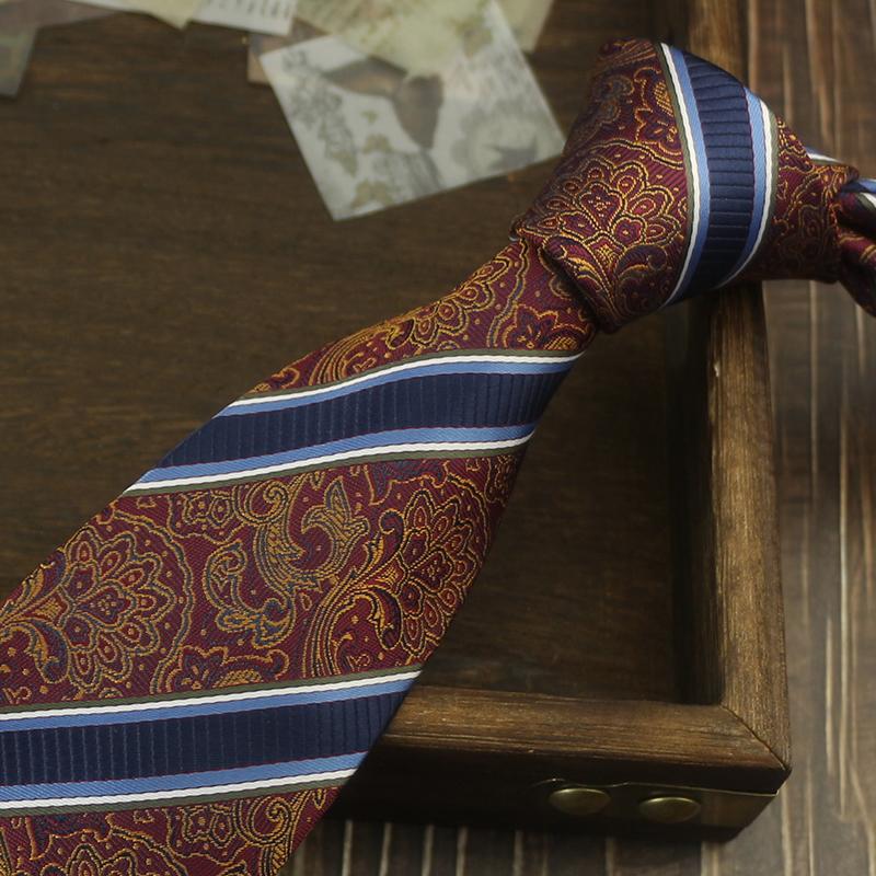 Tie Men'S Retro Coffee Wedding Stage British 8Cm Dress Professional Business Hand Blue Stripe Portuguese Music