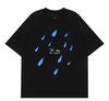 Summer Unisexs Pure Cotton Shortsleeved Shirt with Handdrawn Artistic Raindrop Bohemianstyle Tshirt Moisture Wicking Breathable