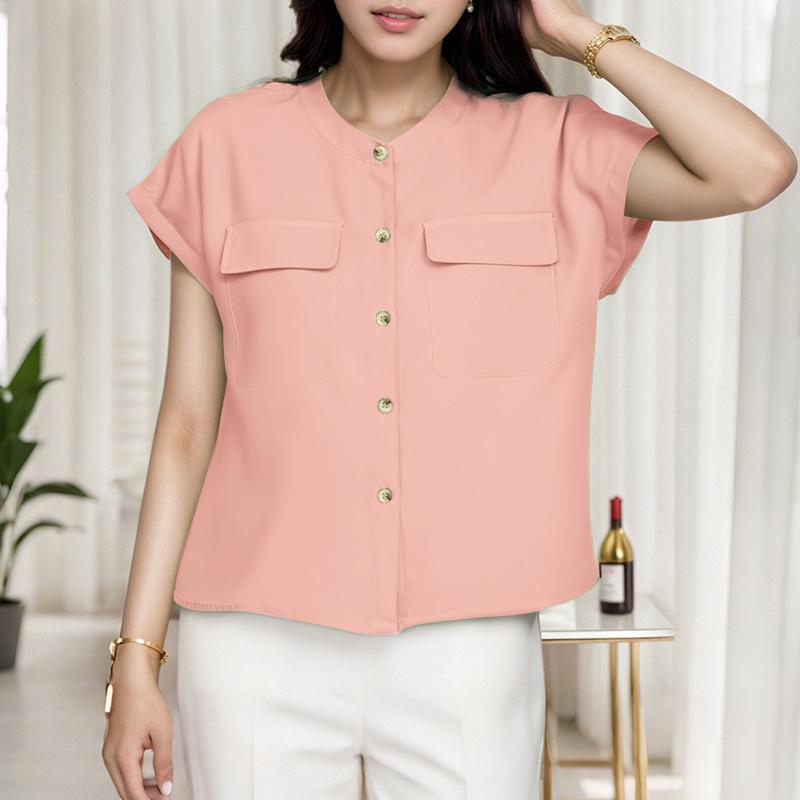 ZANZEA Женская летняя блузка свободного покроя с круглым вырезом и коротким рукавом