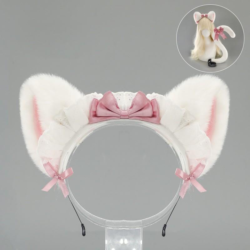 Anime Cosplay Cat Ears Tail Set Women Adult Costume Accessory Kawaii Maid Lolita Party Convention
