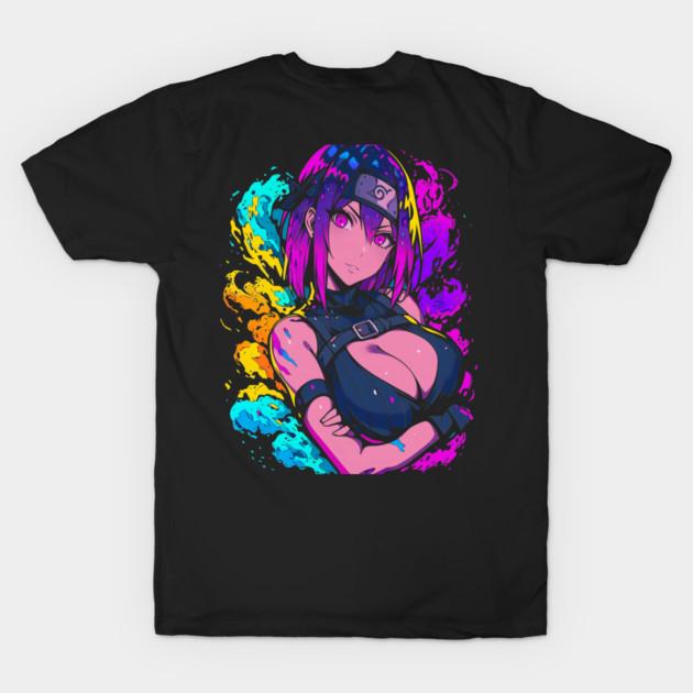 Asian Size Cotton Unisex Tshirt Print T-shirt Tenten Naruto Shippuden Colorful Fan Art T-shirt No-Cut Print Regular Fit
