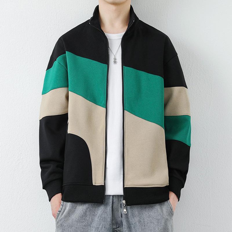Повседневный свитер для молодых мужчин, весенняя свободная модная куртка, сочетающаяся по цвету, трендовый тонкий свитер на весну и осень