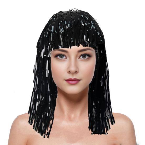 Парики из фольги для взрослых, блестящие парики из мишуры для карнавальных костюмов, блестящие парики из металлической мишуры, маскарадная диско-колпа для фотобудки, реквизит, принадлежности для косплея