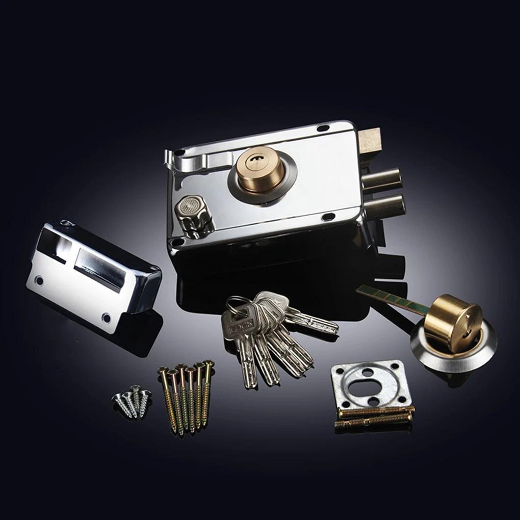 Exterior Iron Door Locks Security Anti-Theft Lock Multiple Insurance Lock Wood Gate Lock Hardware Household Indoor Dormitory