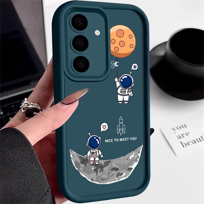 Мягкий чехол для Samsung Galaxy S24 FE S25 Edge S22 S23 Ultra A56 A36 A26 A55 A16 A15 A35 A25 A14 A54 Милый чехол для телефона с космонавтом
