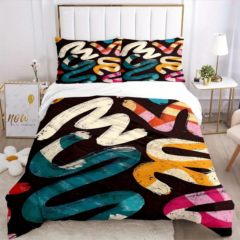3pcs Abstract Art Print Bedding Set, Ideal for Home Use, Suitable for Bedroom Decor (1*Duvet Cover + 1/2*Pillowcases, No Core) yy250821204