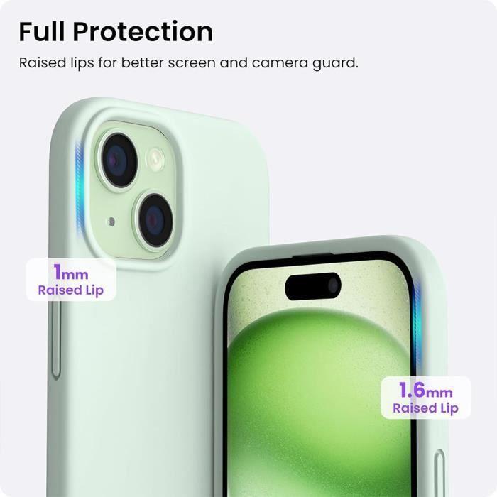 Coque pour iPhone 15 Plus - Protection Silicone Liquide - Vert Mat - Ultra Fine - Anti-Rayures - Souple