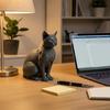 3D-печатная фигурка кошки Загадочная статуэтка черного кота Коллекционная скульптура животного для декора дома, офиса, стола Подарки для любителей кошек