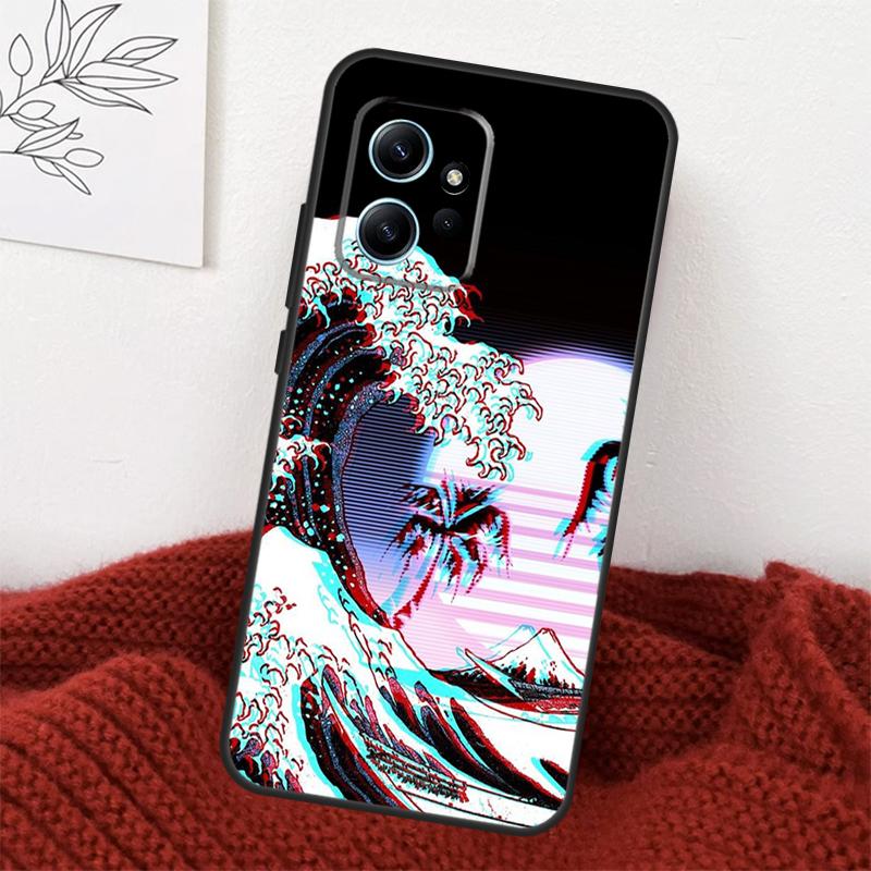Чехол-статуэтка в стиле ретро-киберпанк «Великая волна» для Xiaomi Redmi Note 14 13 10 11 12 15 Pro Plus Чехол для Redmi 15 14C 12C 10C 13C 15C