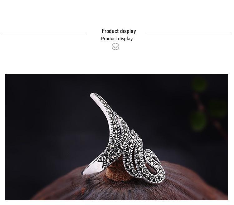 Женские украшения ручной работы из тайского серебра S925: Кольцо с марказитом