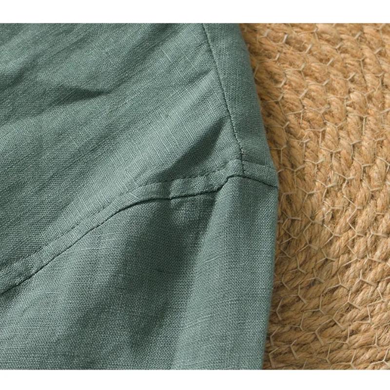 Летние футболки из 100% натурального льна, мужские футболки в китайском стиле, ретро-одежда, сплошной цвет, воротник-стойка, v-образный вырез, топы с короткими рукавами и футболки, повседневная дышащая футболка