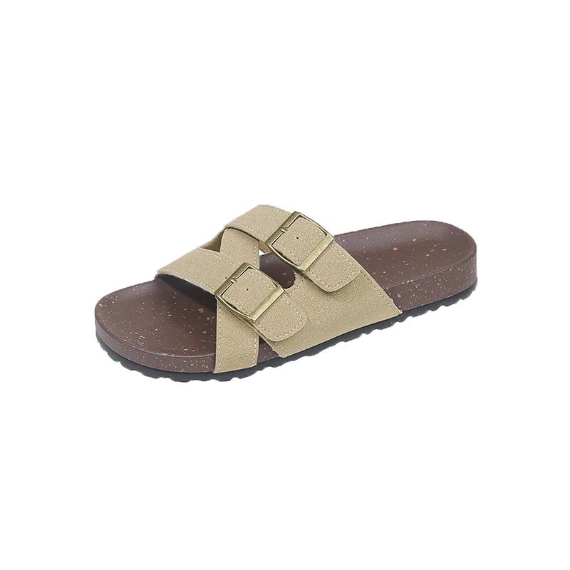 Fashion 2025 Plus Size Women's Shoes Open Toe Women's Slippers Outdoor Casual Slippers Women Round Toe Flat with Buckle Female Sandals