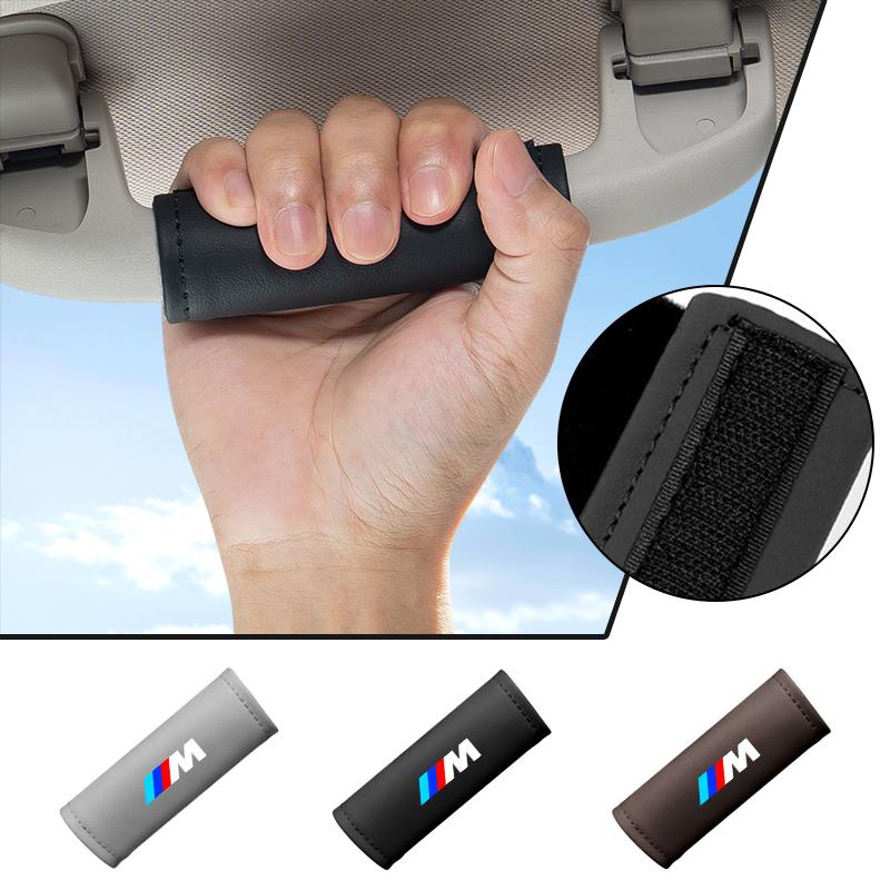 Car Roof Armrest Inner Door Pull Handle Protection Case Suede Cover For BMW M LOGO Leather1 3 5 7 Series X1 X3 X5 X6 M Sports HV0