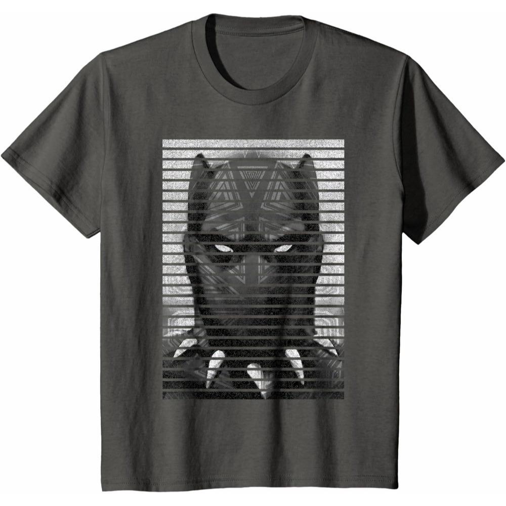 Black Panther Marvel TShirt Striped Gradient Unisex Short Sleeve Soft Cotton Slim Fit Crew Neck Modern Top for Him Her Unisex