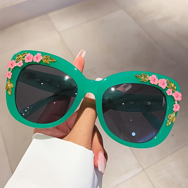 Vintage Cat Eye Glasses with Flower Decor Chic Luxury Women Trendy Unisex Eyewear High Quality Hot Fashion