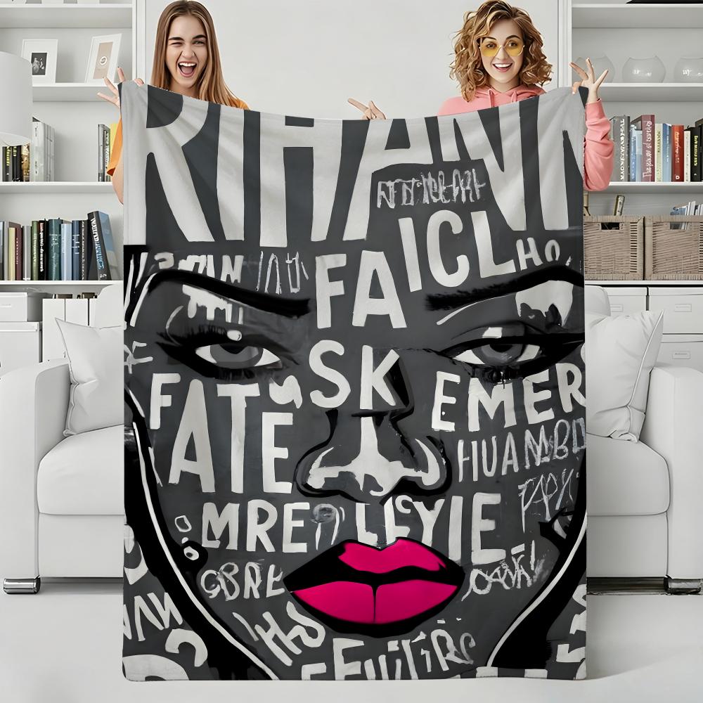 Music R-Rihanna Throw Flannel Blanket Perfect for Sofa Office Bed Travel Sleep Read Relax Camping four season use