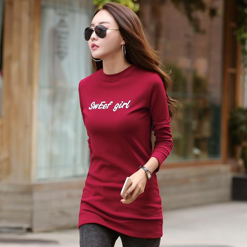 Spring T Shirt Women Long Sleeve Fashion Camisetas Mujer O-Neck Tshirt Long Tunic Tops Autumn Basic Tees Warm Thick