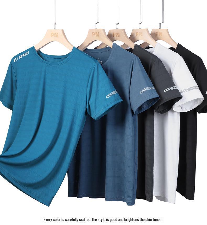 Men's Plus Size Summer Sports Ice Silk T-Shirt – Casual Short-Sleeve Top