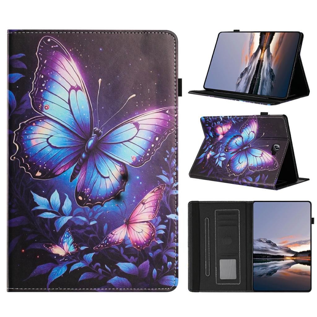 Litchi Grain Painting Leather Case for Samsung Galaxy Tab A 10.1 (2016) T580 T585 Card Slot Tablet Cover with Auto Wake/Sleep
