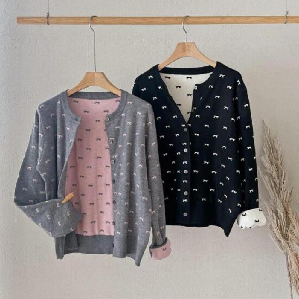 New Arrivals Open Run Ribbon Cardigan Round Neck Light Pink Ballet Core